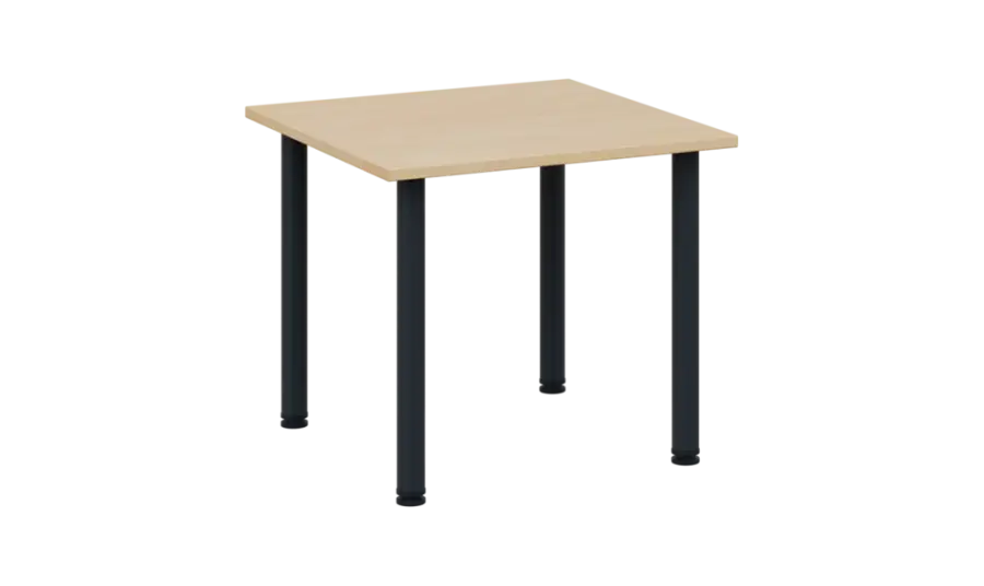 CRTR 80 jídelní stůl, kovová podnož černá, deska 25 mm, 800x800 mm, bříza světlá